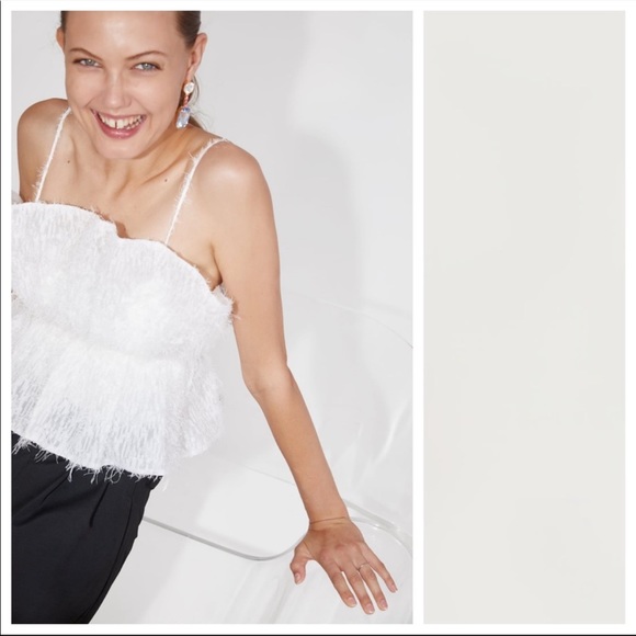 Zara White Textured Crop Top Sleeveless Size small - Picture 5 of 8